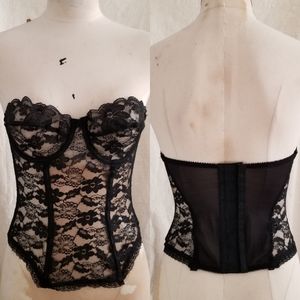 Vintage Dolores For Poirette Black Lace Bustier